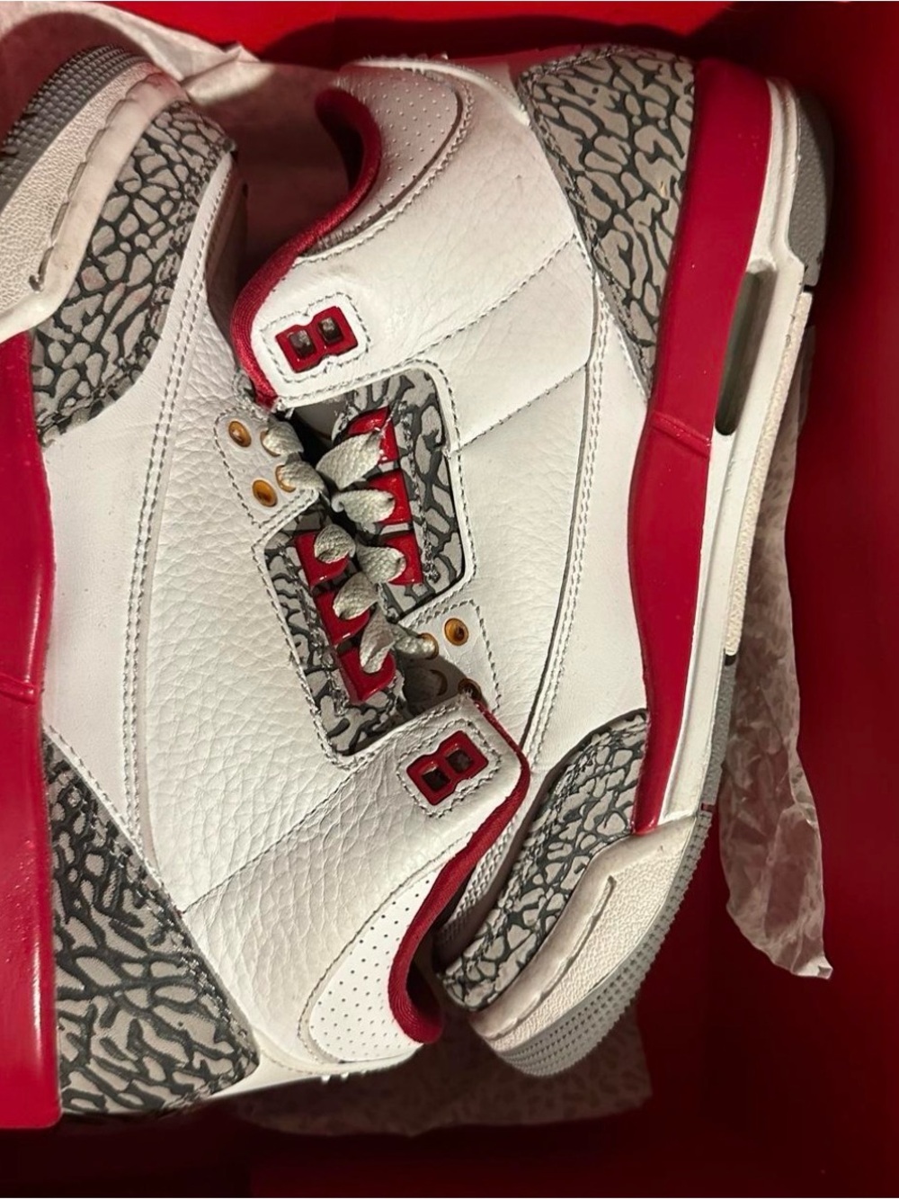 Jordan 3 white and Red Retro Basketball Sneakers - Brand: